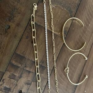 14K Gold Plated Bracelet Set | Non-Tarnish Stackable Chunky Bangles